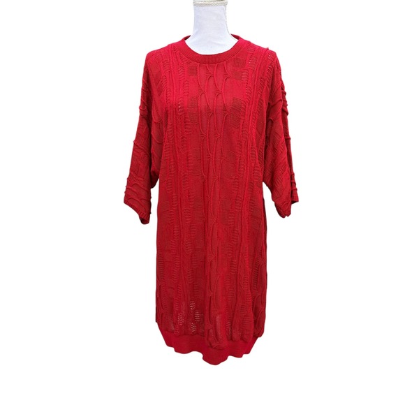Vintage Coogi Down Under Blue Red Cable Knit Sweater Dress Casual‎ Tunic Size 2X - Picture 1 of 12
